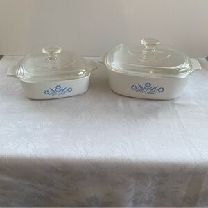 Corningware Blue Cornflower 2 Casserole Dishes & Lids 4 cup & 8 cup